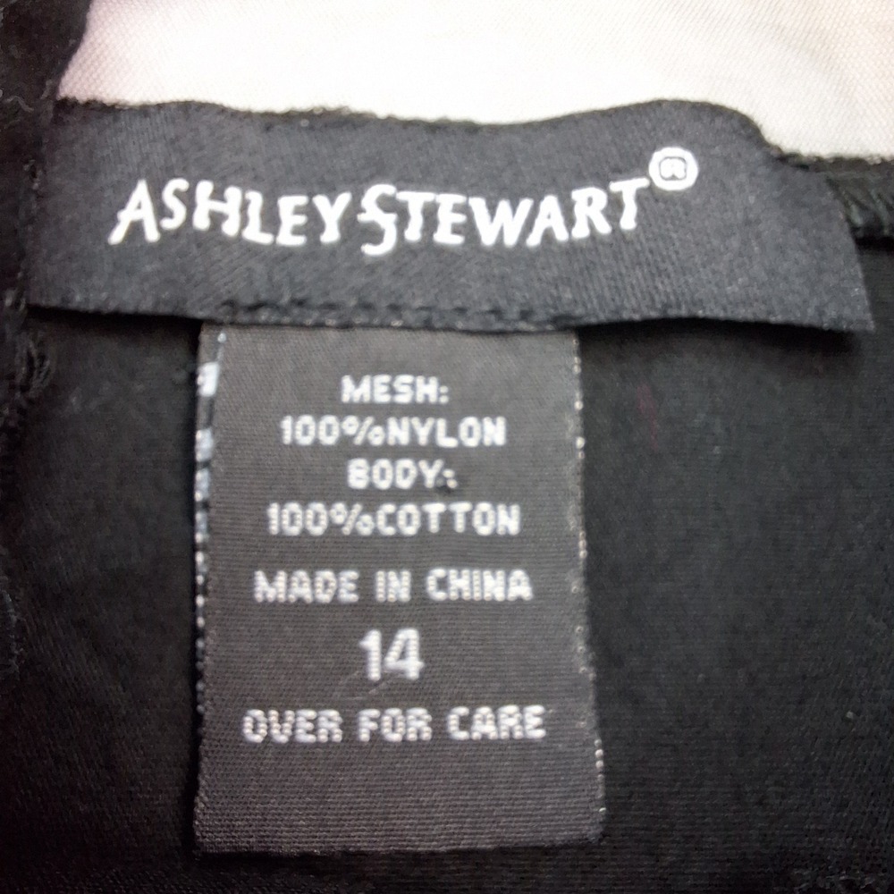 Ashley Stewart Tunic‎ Womens 14 Black Mesh Sheer High Low Button Up Goth Top - Picture 3 of 5